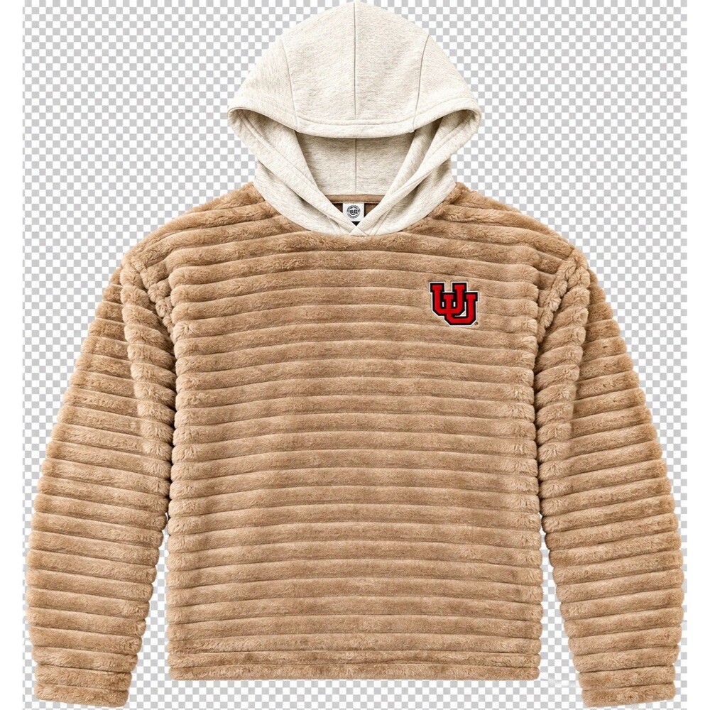 Rivalry Threads University of Utah Utes Faux Fur Ribbed Hoodie Tan Size XL